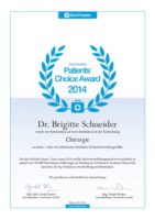 Dr. Brigitte Schneider Auszeichnung 2014